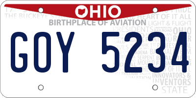 OH license plate GOY5234