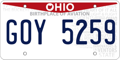 OH license plate GOY5259