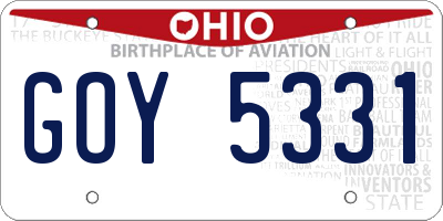 OH license plate GOY5331