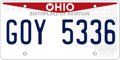 OH license plate GOY5336