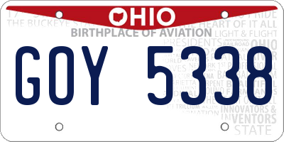 OH license plate GOY5338