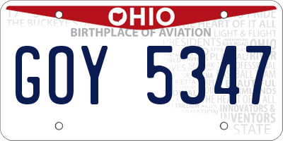 OH license plate GOY5347