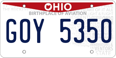 OH license plate GOY5350