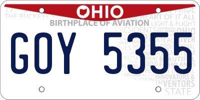 OH license plate GOY5355