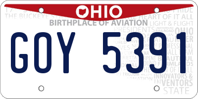 OH license plate GOY5391