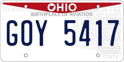 OH license plate GOY5417
