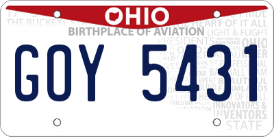 OH license plate GOY5431