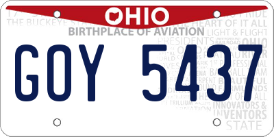 OH license plate GOY5437