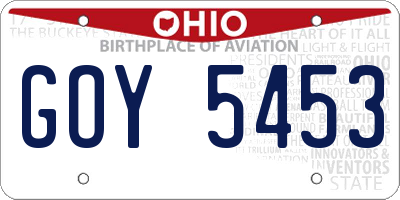OH license plate GOY5453