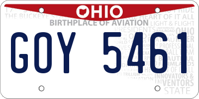 OH license plate GOY5461