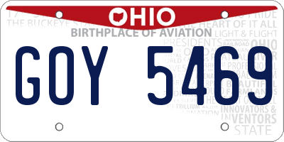 OH license plate GOY5469