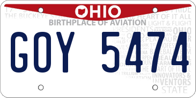 OH license plate GOY5474