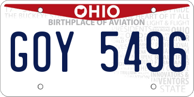OH license plate GOY5496