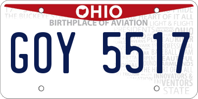 OH license plate GOY5517