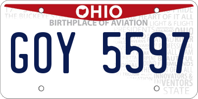 OH license plate GOY5597