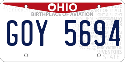 OH license plate GOY5694