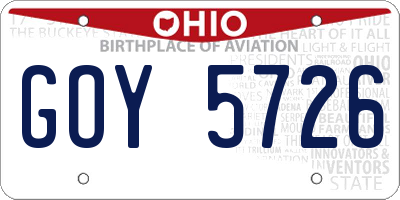 OH license plate GOY5726