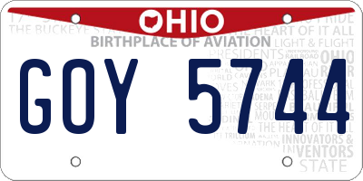 OH license plate GOY5744