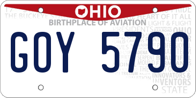 OH license plate GOY5790
