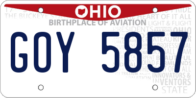 OH license plate GOY5857