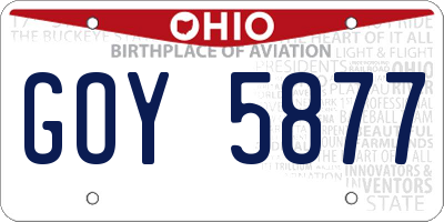 OH license plate GOY5877