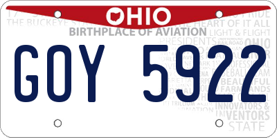 OH license plate GOY5922