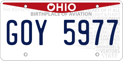 OH license plate GOY5977
