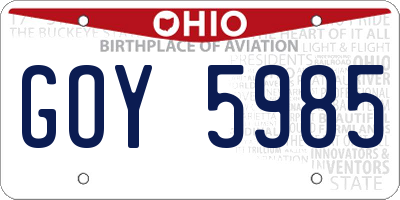 OH license plate GOY5985