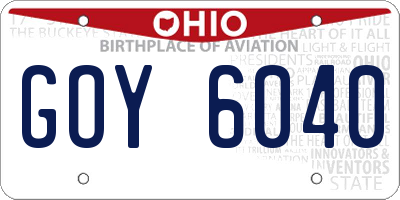 OH license plate GOY6040