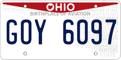 OH license plate GOY6097