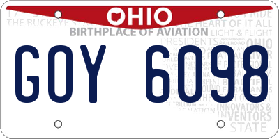 OH license plate GOY6098