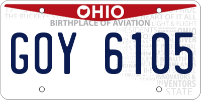 OH license plate GOY6105
