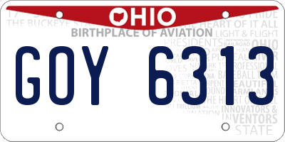 OH license plate GOY6313