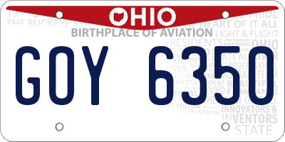 OH license plate GOY6350