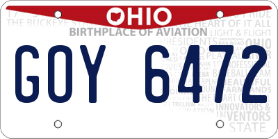 OH license plate GOY6472