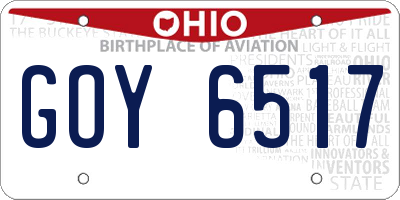 OH license plate GOY6517