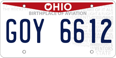 OH license plate GOY6612