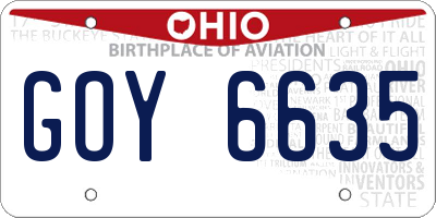 OH license plate GOY6635