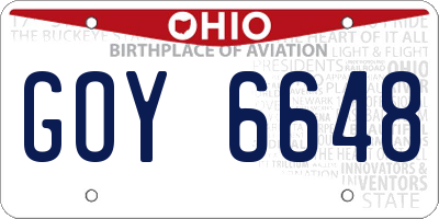 OH license plate GOY6648