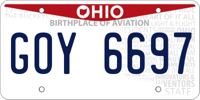 OH license plate GOY6697