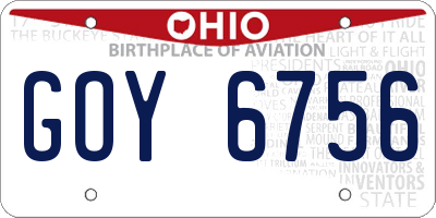 OH license plate GOY6756
