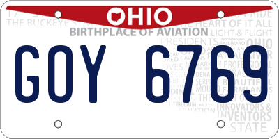 OH license plate GOY6769
