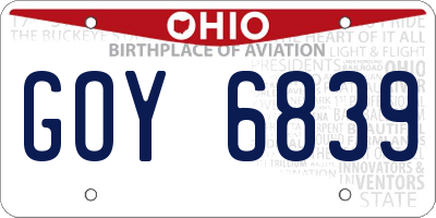 OH license plate GOY6839