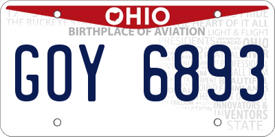 OH license plate GOY6893