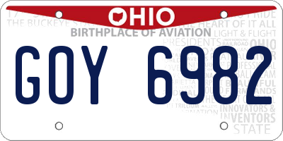 OH license plate GOY6982