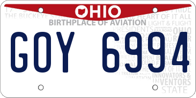 OH license plate GOY6994