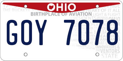 OH license plate GOY7078