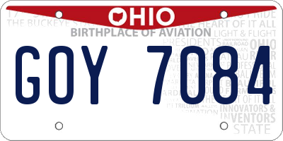 OH license plate GOY7084