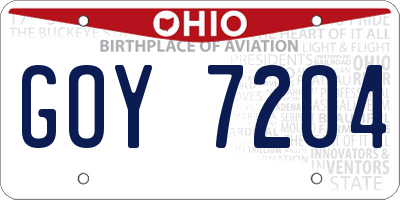 OH license plate GOY7204