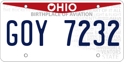 OH license plate GOY7232